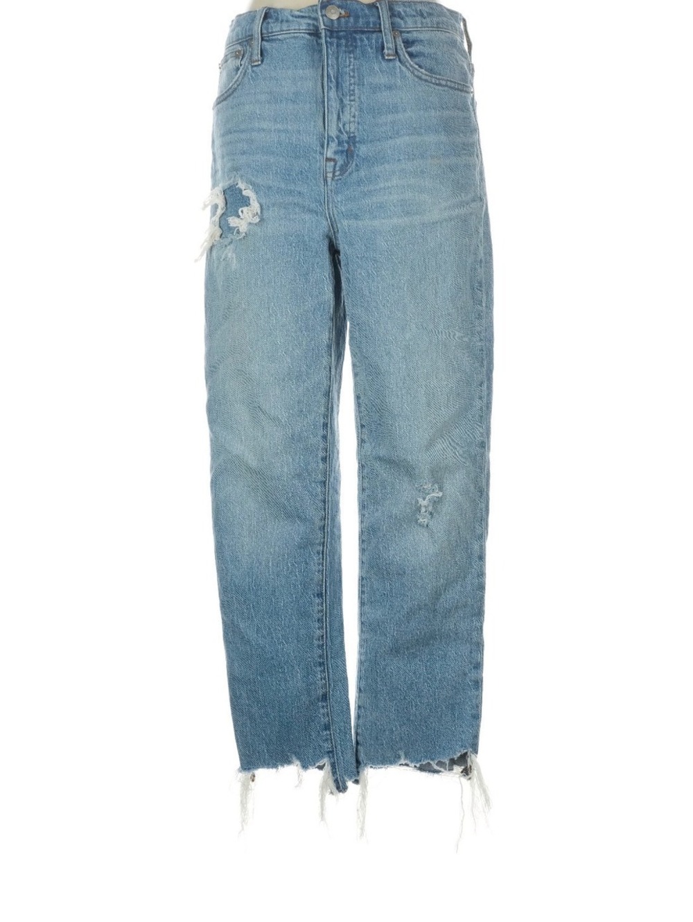 Madewell High-Rise Distressed Straight Leg Raw Hem Jeans Light Wash Size 27